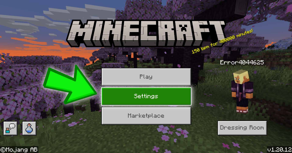 Minecraft settings button