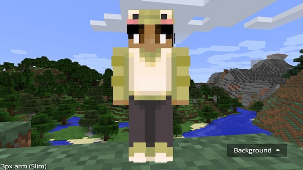 Minecraft skin by Minecraftkeilyn of a black-haired boy in a frog-themed outfit.