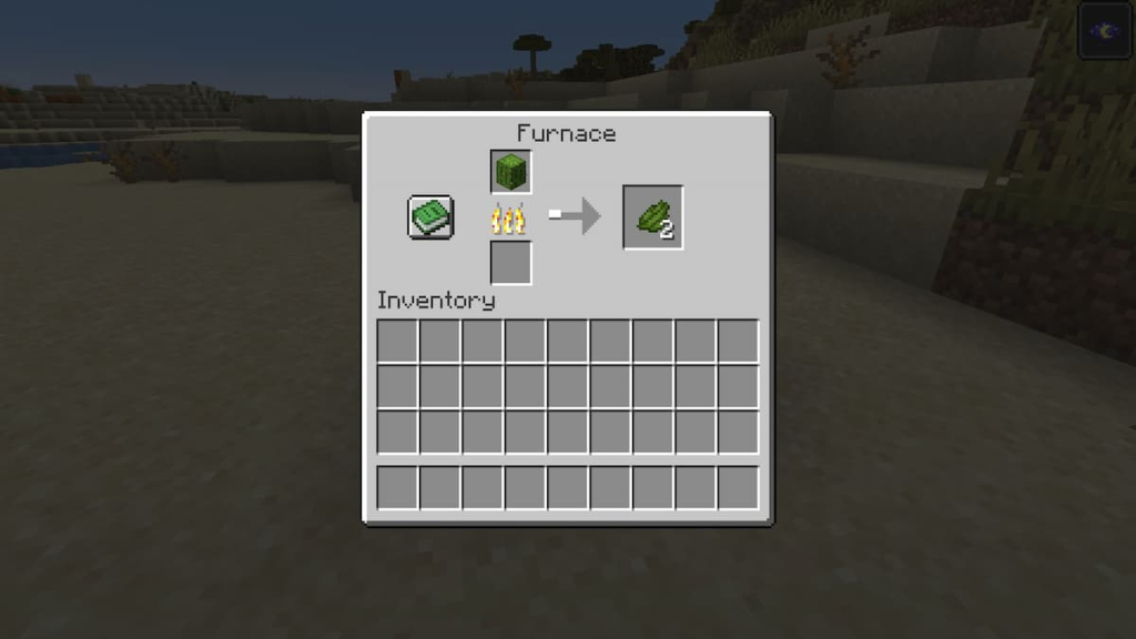 Making green dye by smelting cactus in Minecraft.