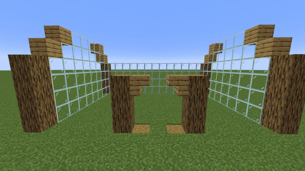 The first part of the Minecraft greenhouse's entrance.