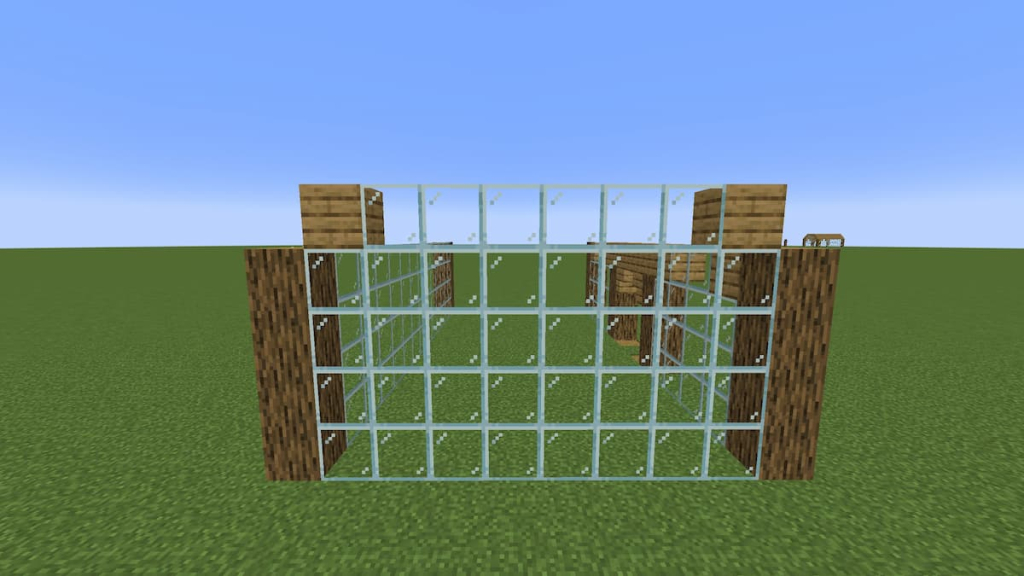 The second part of the Minecraft greenhouse's side walls.