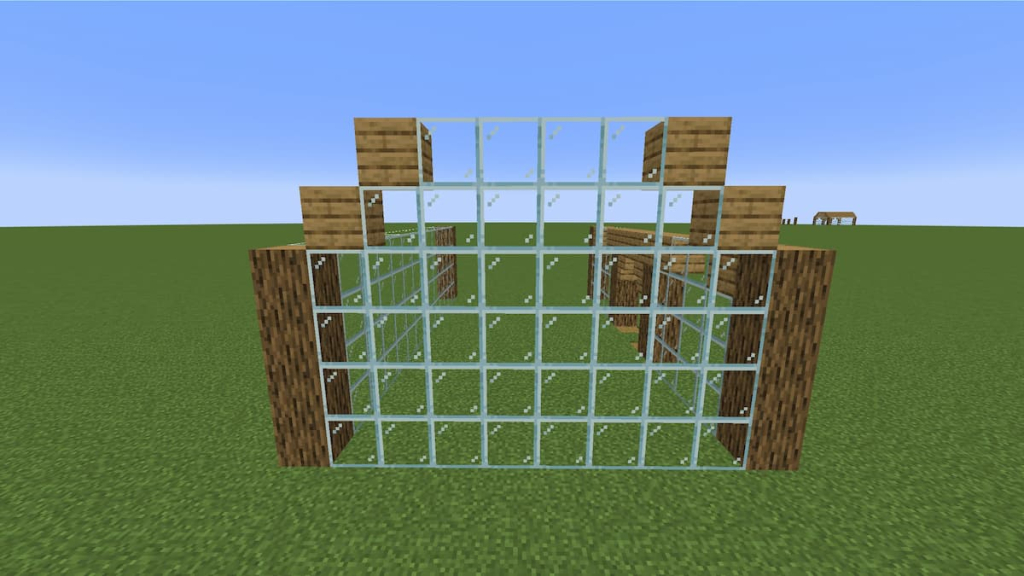 The third part of the Minecraft greenhouse's side walls.