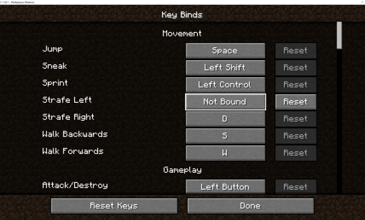 Unbind a key in Minecraft