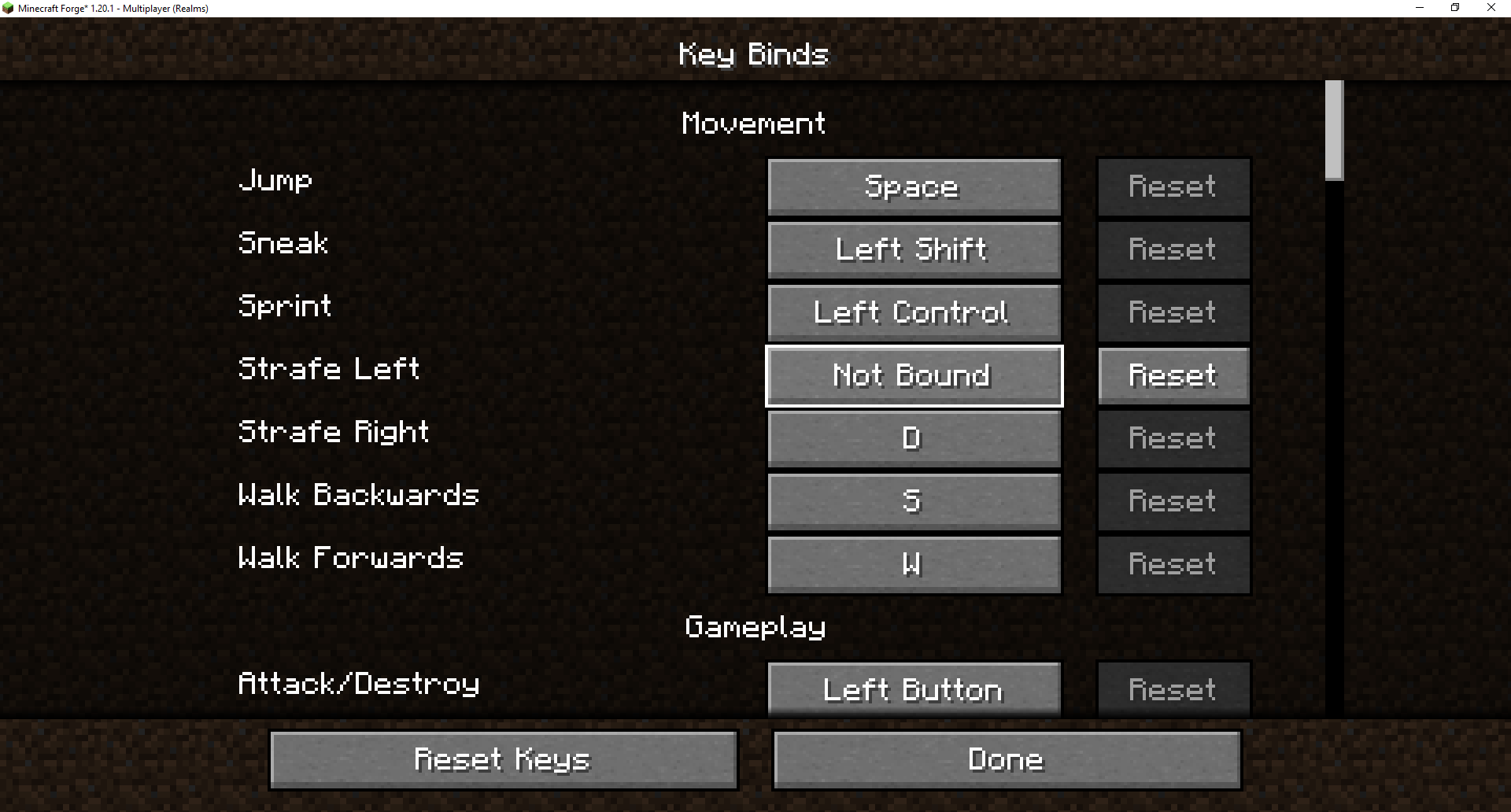 Unbind a key in Minecraft