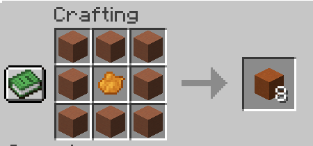 Placing one orange dye in the center and surrounding it with eight terracotta blocks will create eight blocks of colored terracotta.