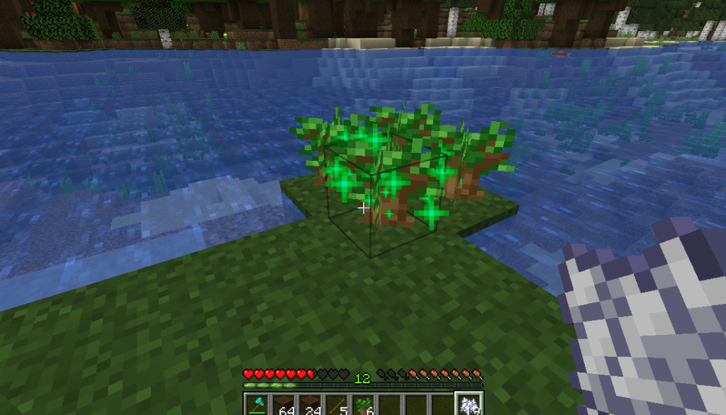 Using bone meal on a sapling will cause green particle effects on the sapling.