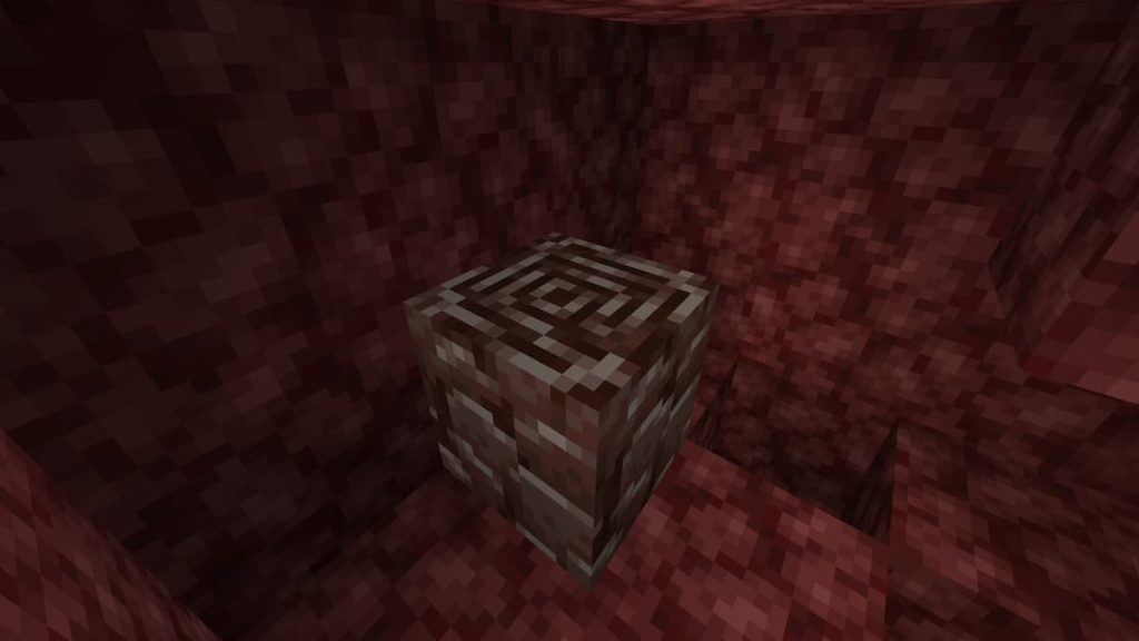A block of ancient debris in the Nether.