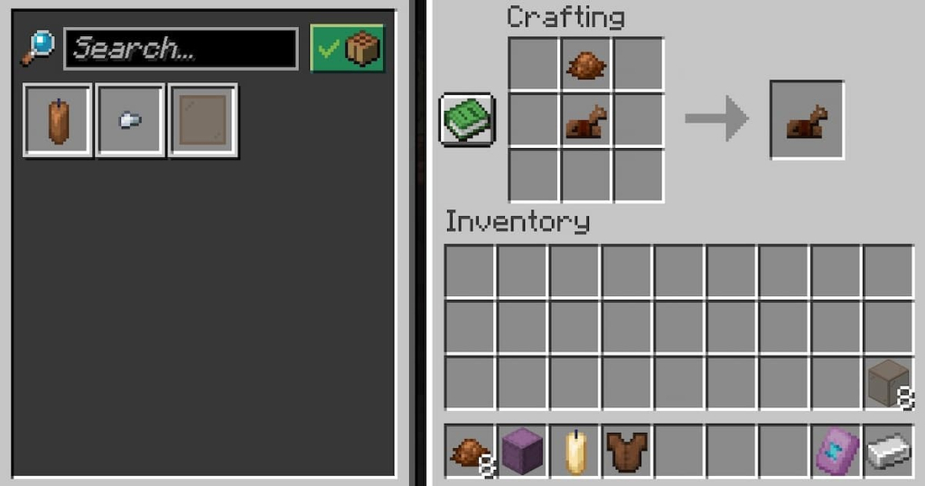 Crafting recipe for brown horse armor.