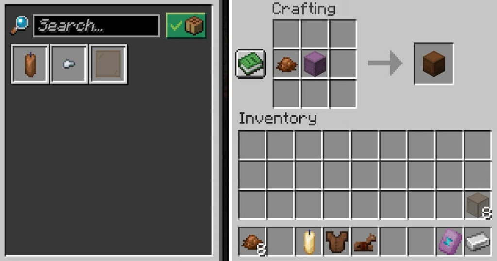 Brown shulker box crafting recipe.