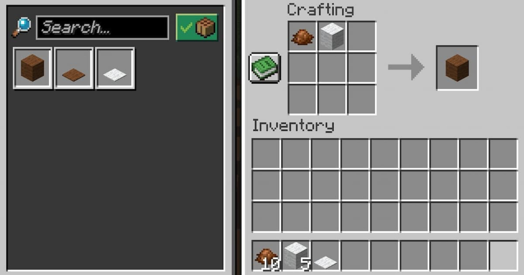 Crafting recipe for brown wool