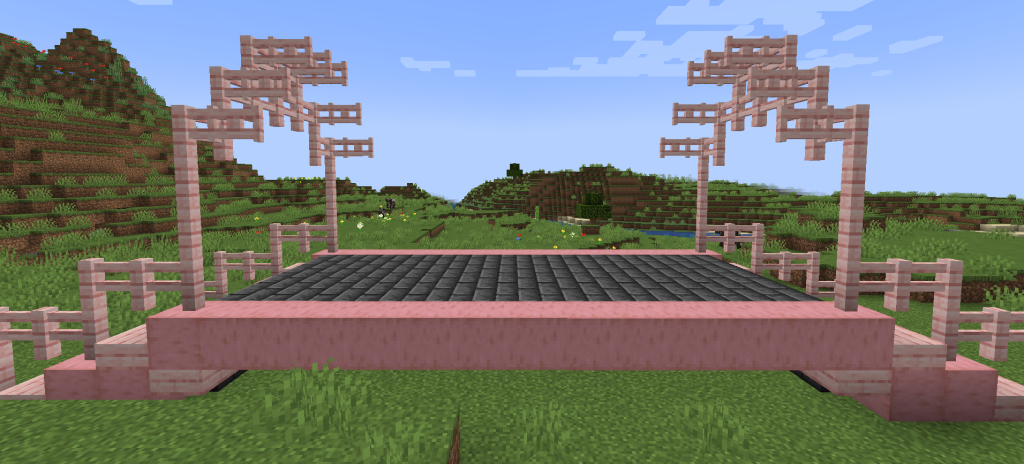 The bridge's appearance after adding all of the fence gates.