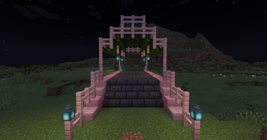 Add lanterns in front of each staircase to finish lighting up the bridge!