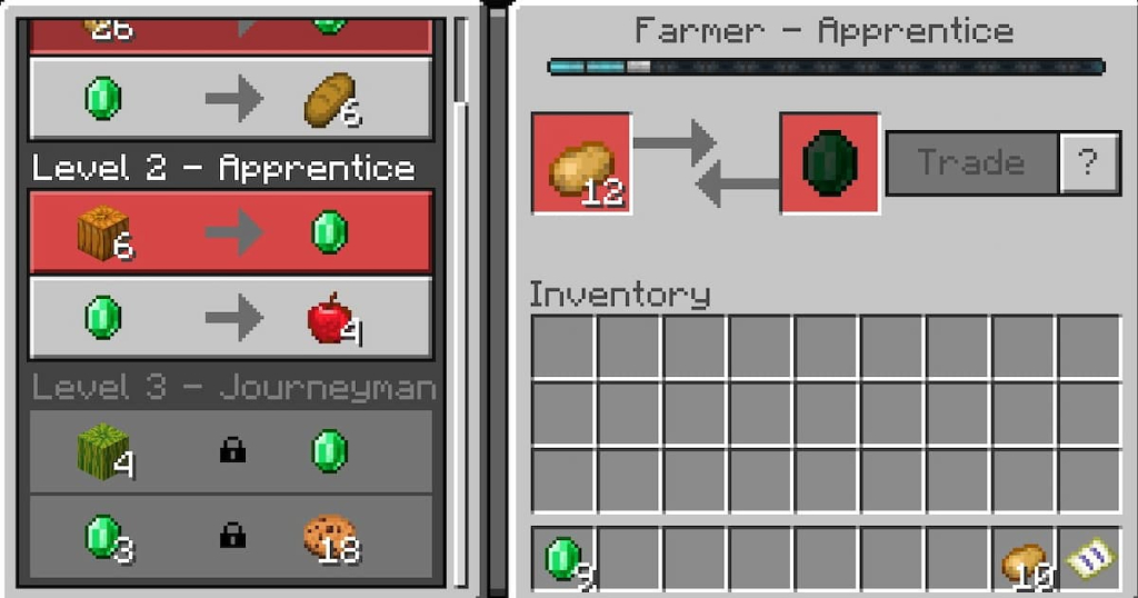 Trading for cookies with a Farmer Villager