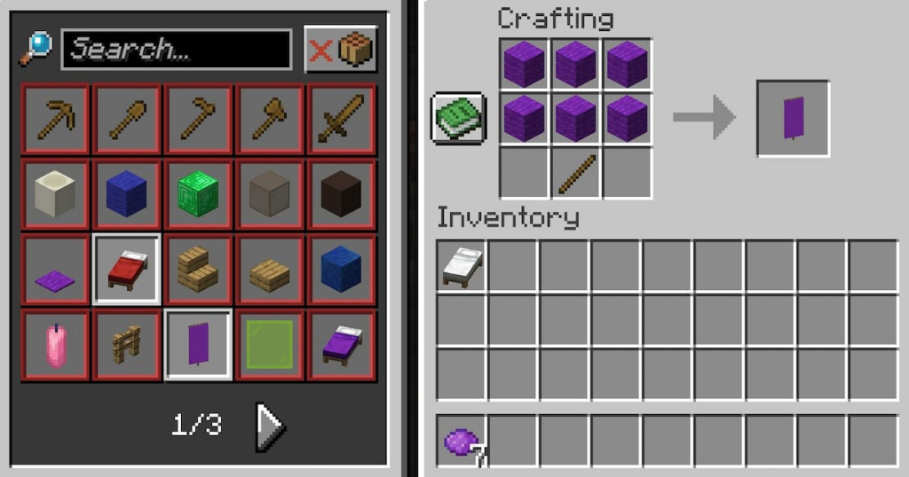 Purple banner crafting recipe.