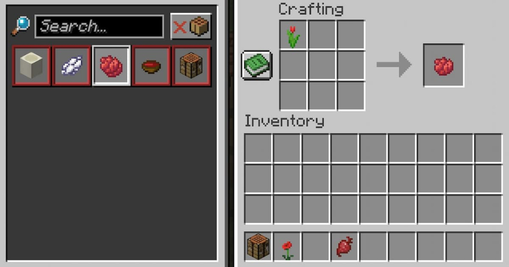 Red dye crafting recipe using red tulips.