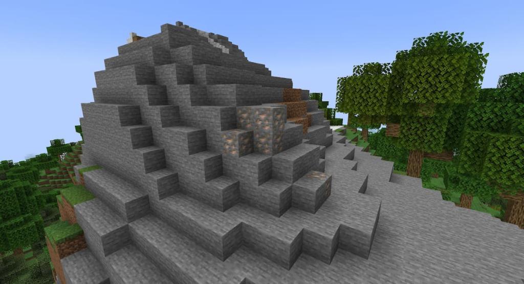 Iron spawning naturally on a Stony Peaks mountain.