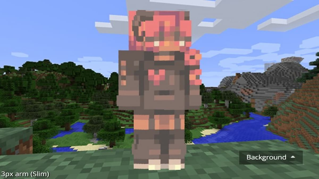 A Mineecraft skin by aquxrine featuring a red-head demon girl with horns and a black outfit