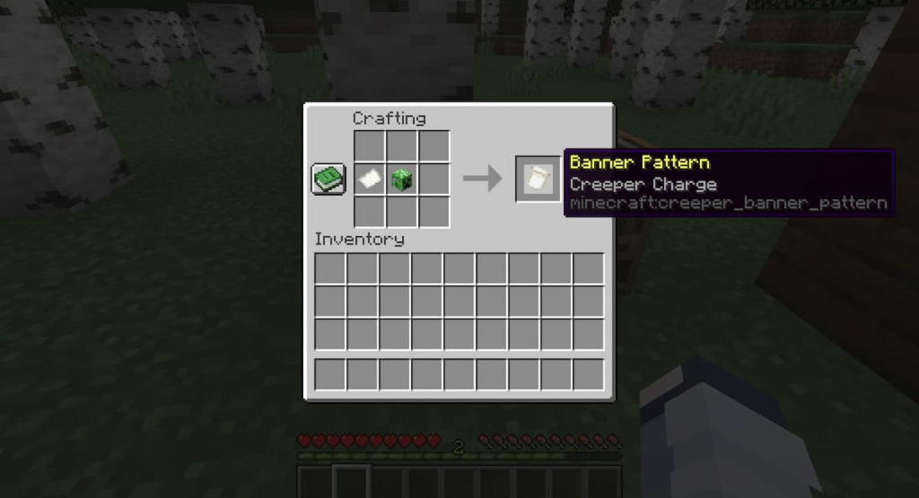 Crafting recipe for a Creeper banner pattern.