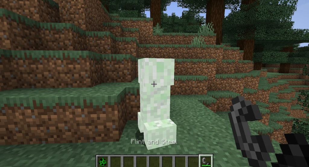 Using Flint and Steel to make a creeper explode.