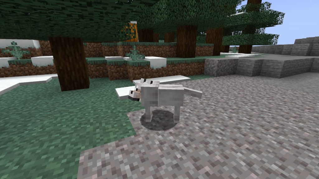An injured dog in Minecraft will have a lower tail.