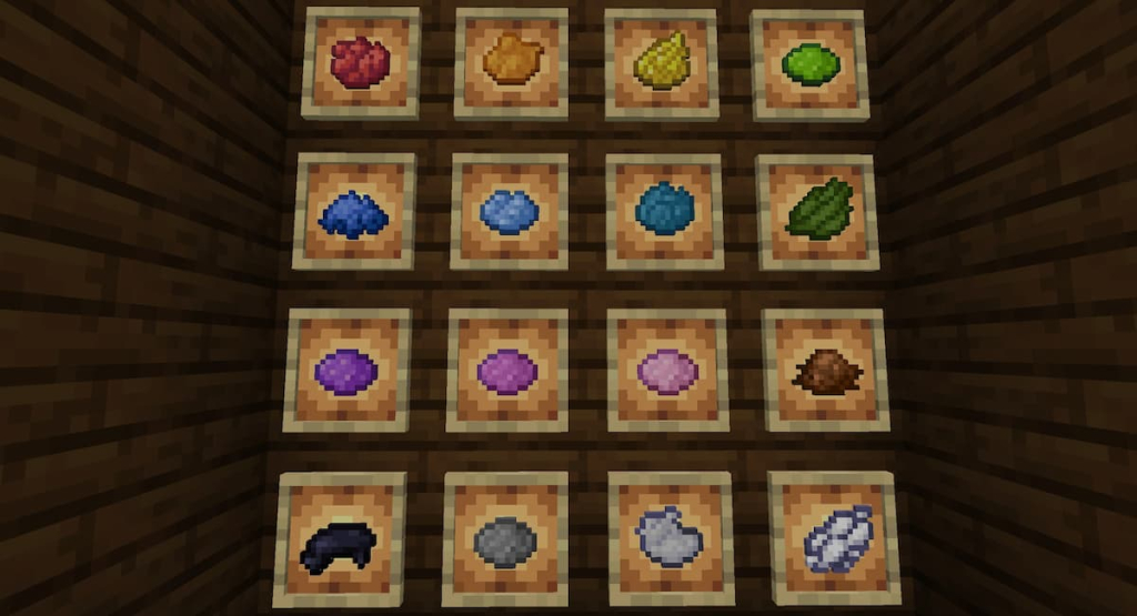 Every dye available in Minecraft