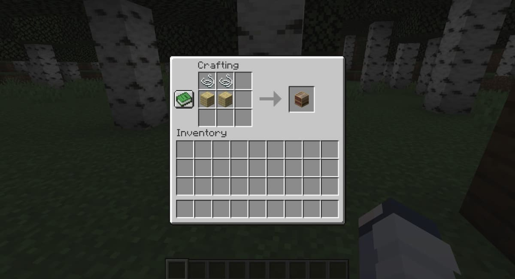 The crafting recipe for a loom on a crafting table.