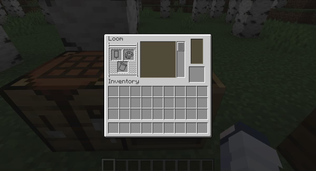 A loom's interface in Minecraft.