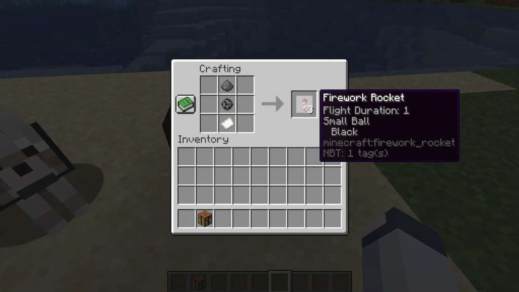 Crafting recipe for a basic black firework.