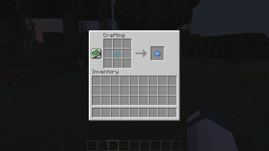 Light blue dye crafting recipe in Minecraft.