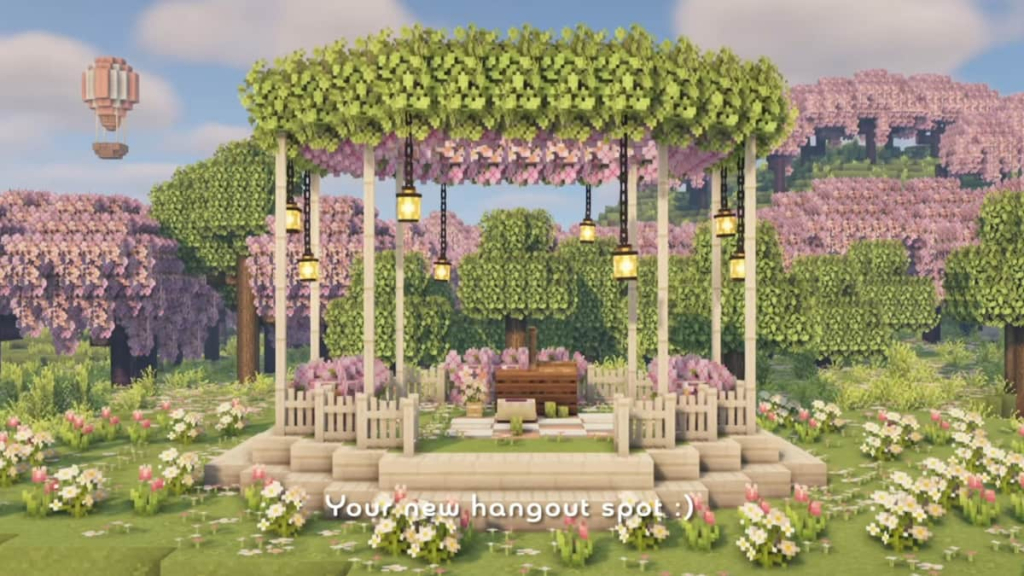 A sweet Fairycore Gazebo in Minecraft by SweetMarble.