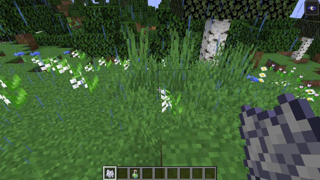 Using bone meal to grow more Lilies of the Valley in a Flower Forest.