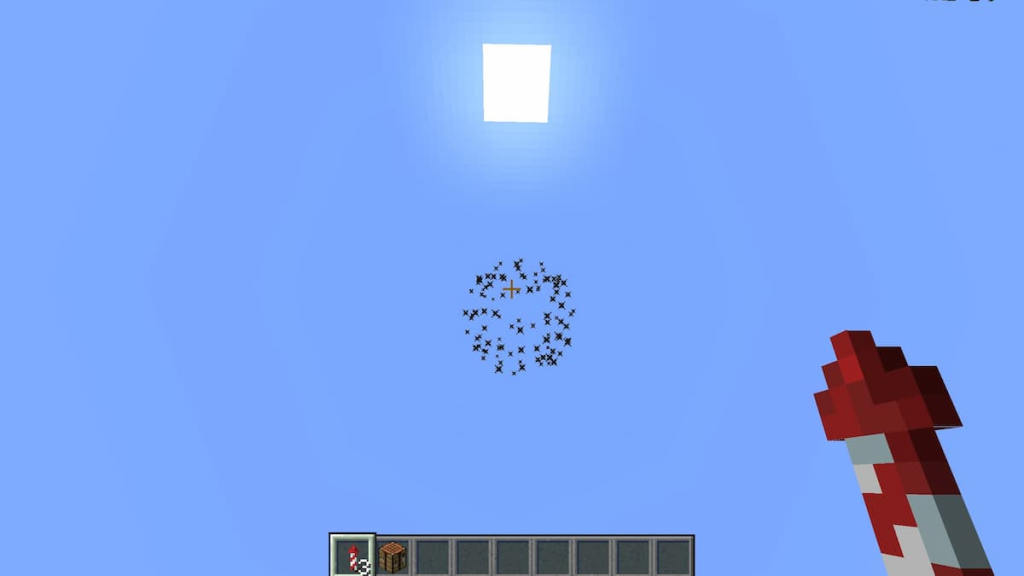 A basic black firework in Minecraft.