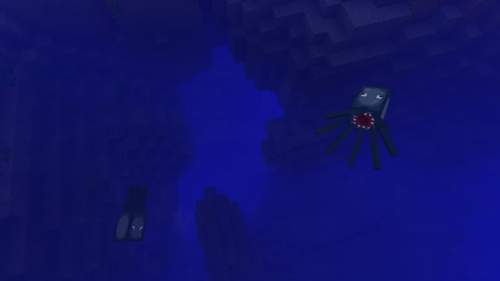Squids in the Ocean in Minecraft.