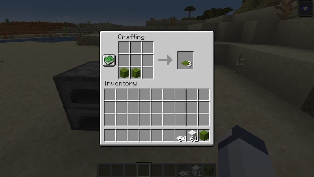 Crafting green carpet using green wool in Minecraft.