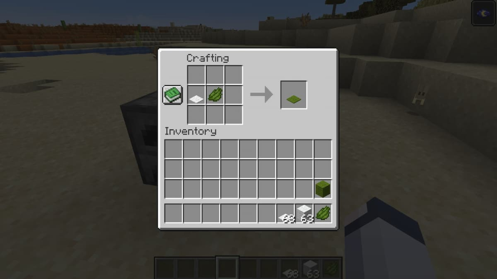 Dyeing carpet green with green dye in Minecraft.