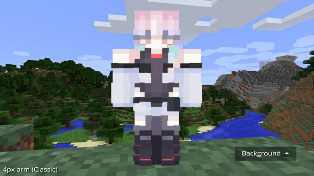 A Minecraft skin of Lucy from Cyberpunk Edgerunners.