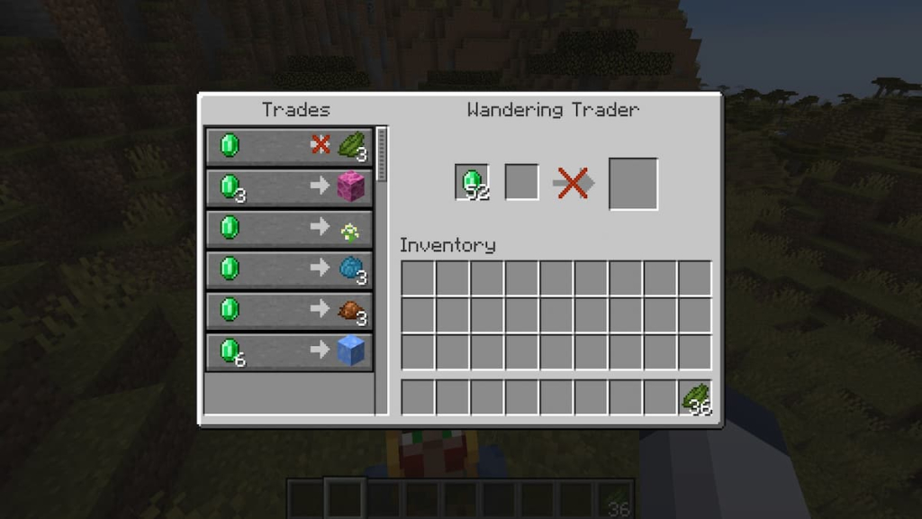 A Wandering Trader can sell up to 36 green dyes at once.
