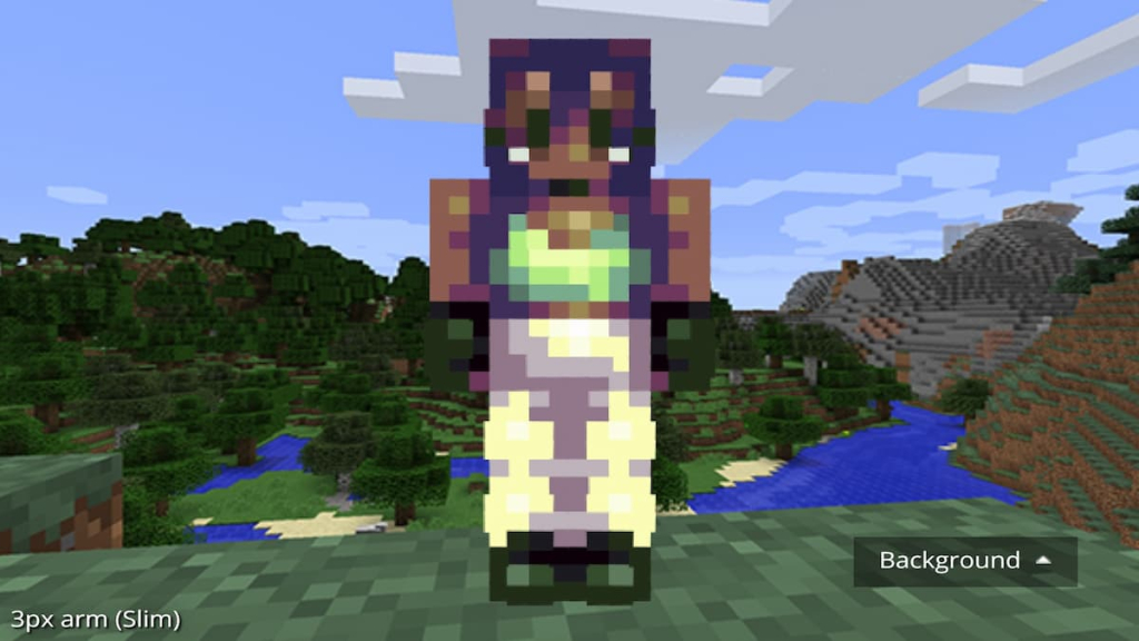 A Minecraft skin of Tiana from the Princess and the Frog.