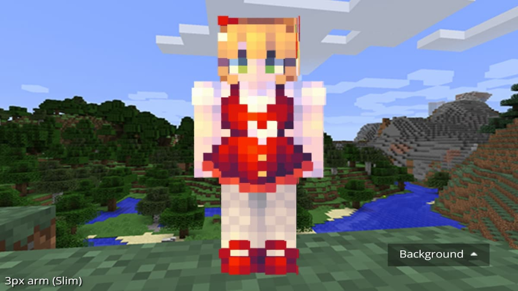 A Valentine's Day inspired Minecraft skin.
