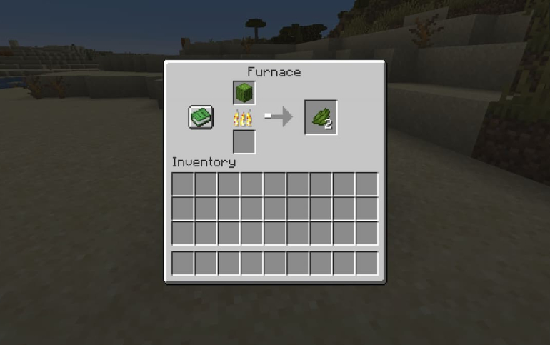Making green dye by smelting cactus in Minecraft.