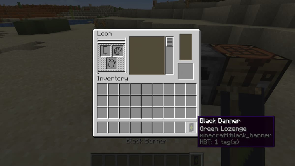 Placing a completed banner in your inventory from a loom.