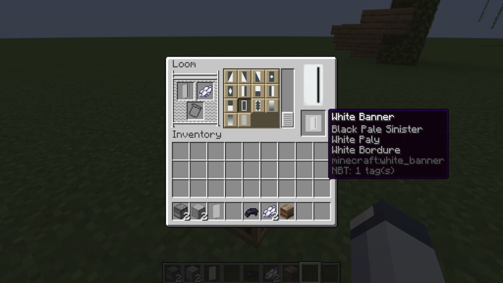 The third pattern added to a banner for making a fridge door design in Minecraft.