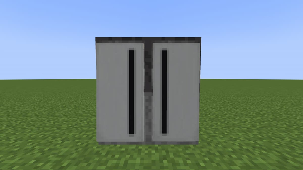 Adding the Banners to the blocks to create a fridge in Minecraft.