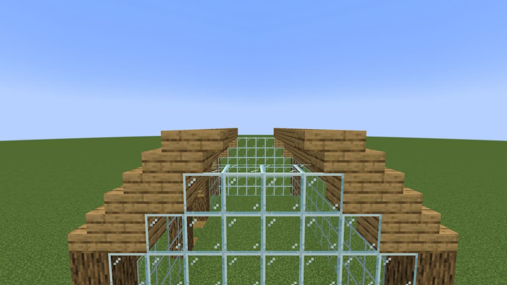 The fourth part of the Minecraft greenhouse's roof.