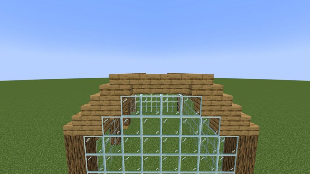 The fifth part of the Minecraft greenhouse's roof.