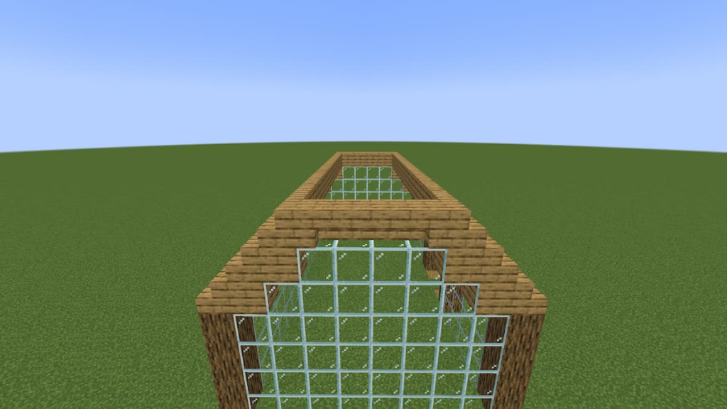 The sixth part of the Minecraft greenhouse's roof.