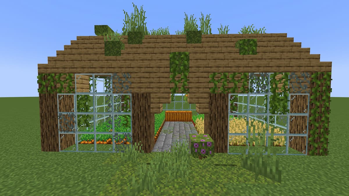 An overgrown greenhouse Minecraft design.