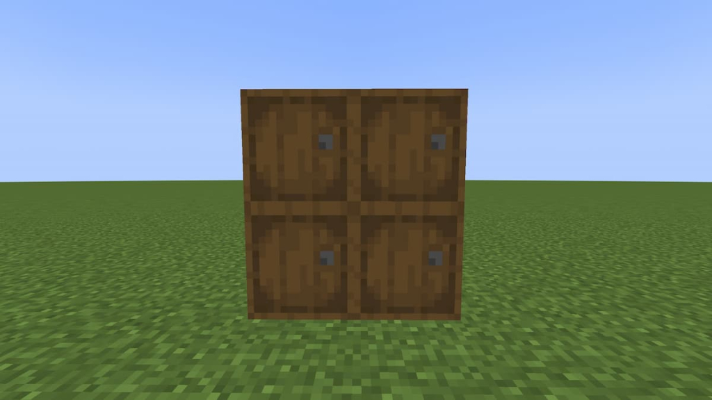 The base for a wooden fridge in Minecraft.