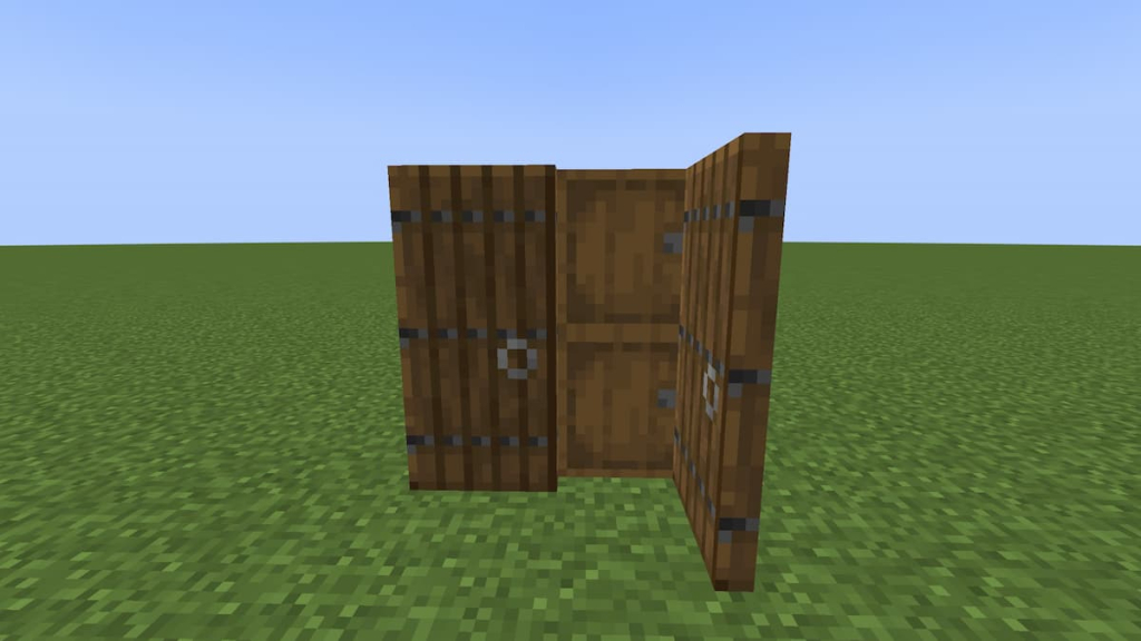 The completed wooden Minecraft fridge.