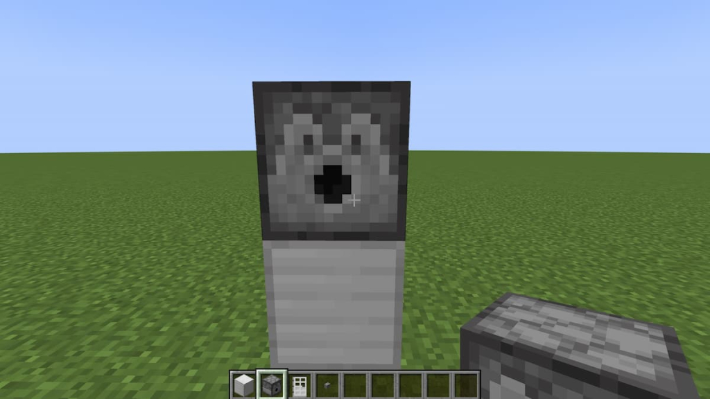 Placing the Dispenser on top of the Block of Iron.
